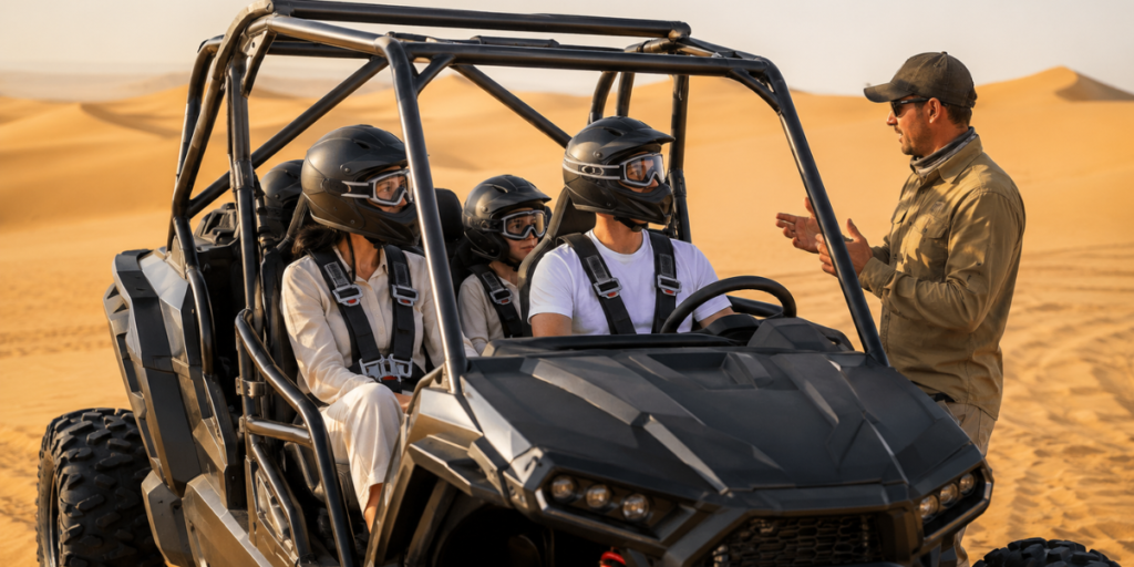 Dune buggy passenger safety for families in Dubai desert