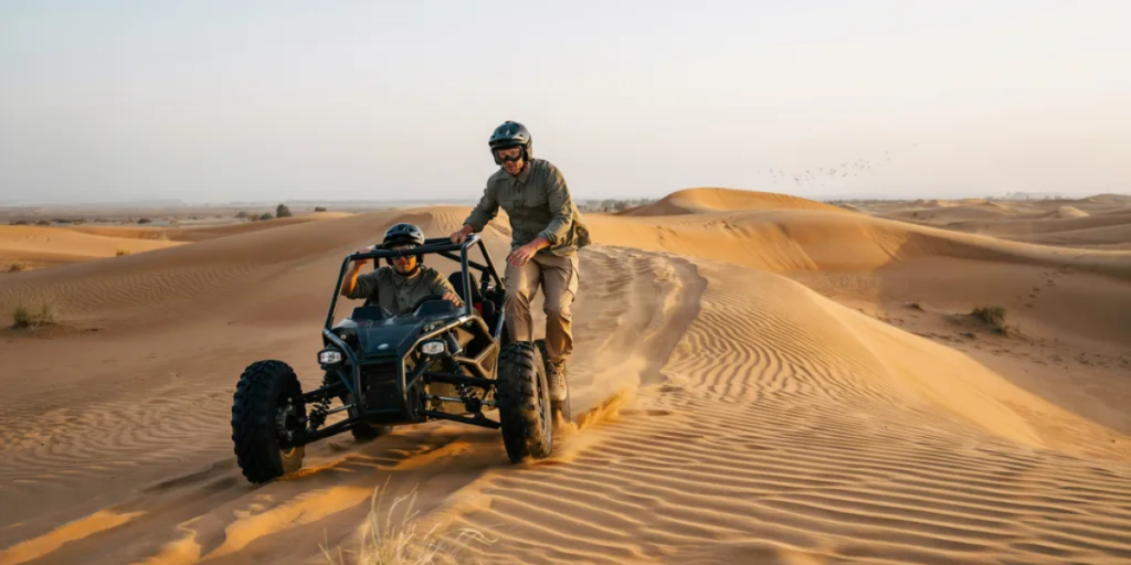 Comfortable clothing for a Dubai dune buggy tour in the desert