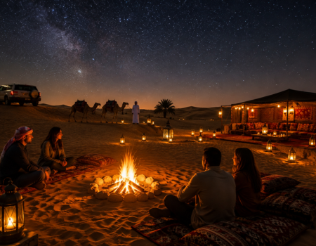 Overnight desert safari in Dubai with traditional camp under the stars
